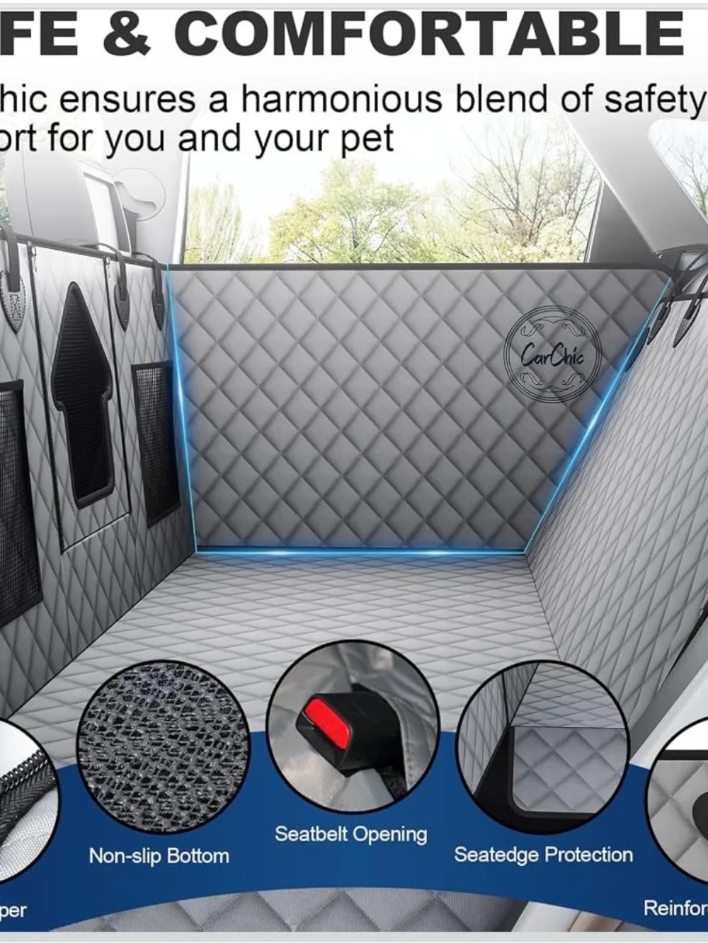 Dog car seat cover for back seat waterproof pet hammock door protectors